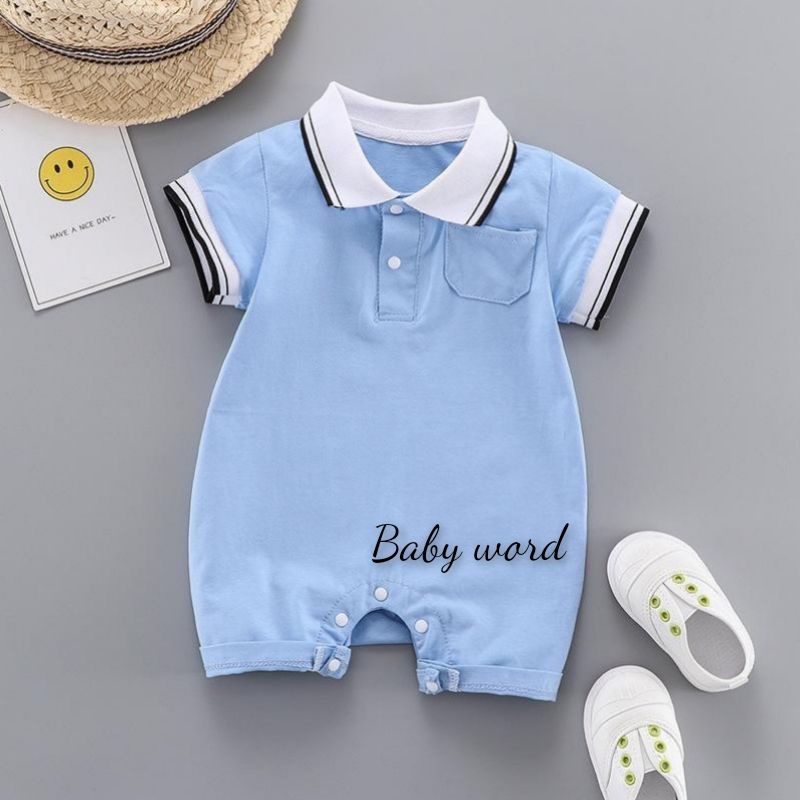 ROMPER KERAH New Bahan Catton 100%Adem-Biru