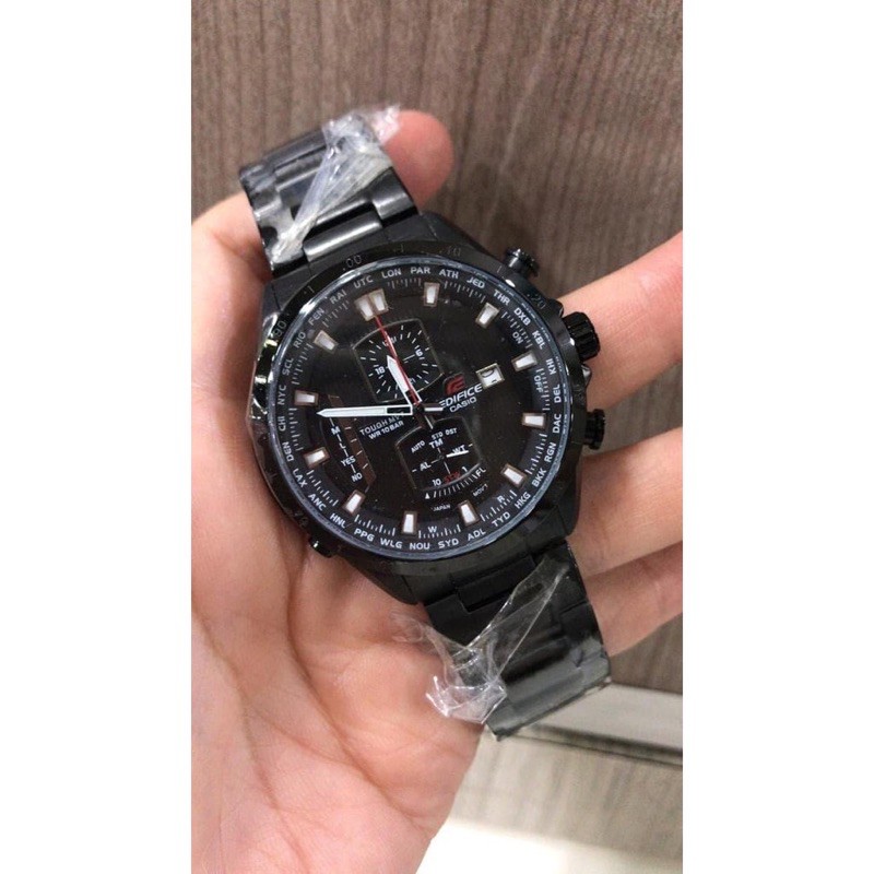 JAM TANGAN PRIA CASIO EDIFICE EQW-A1110DC-1A EQW-A1110 BLACK STEEL PRIGINAL GARANSI RESMI m