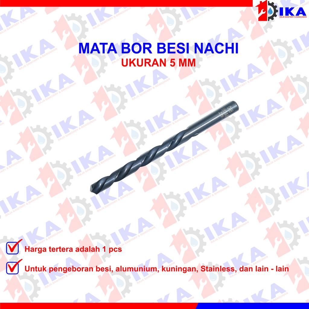 Mata Bor Besi NACHI HSS  1 1.5 2 2.5 3 3.5 4 4.5 5 5.5 6 8 mm ASLI (ORIGINAL 100%) HARGA PER 1BUAH