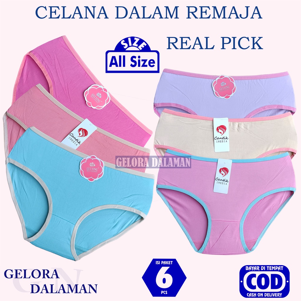 6 Pcs Celana Dalam Anak Perempuan Remaja CD Polos