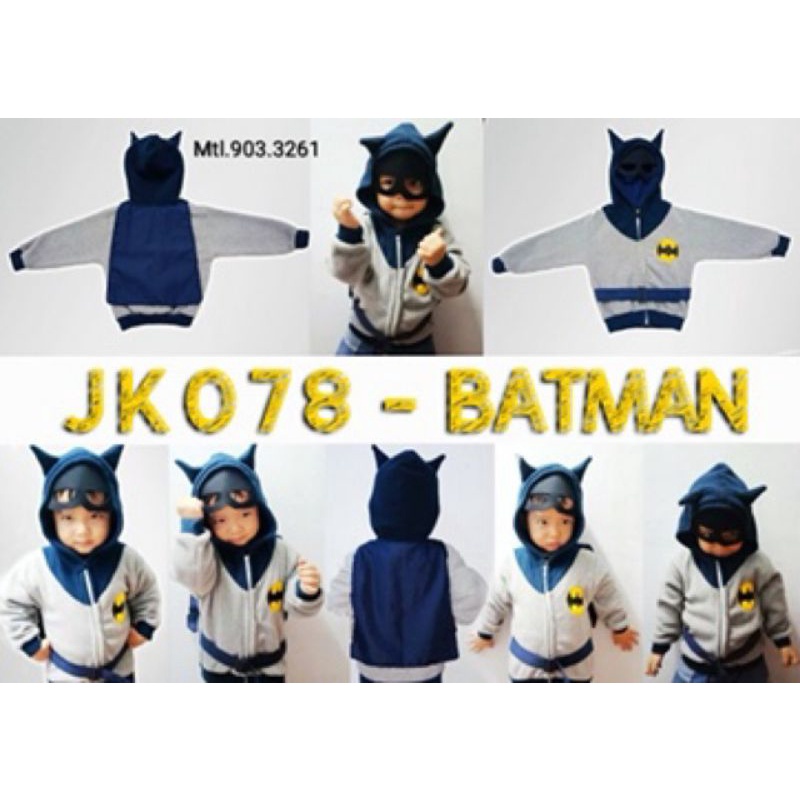 Jaket anak balita karakter superhero dan binatang topi 3 dimensi lucu