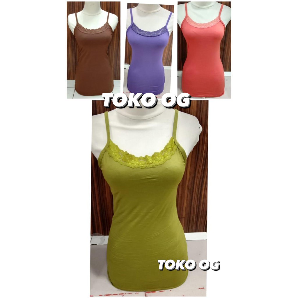 ATASAN TANKTOP KAMISOL WANITA RAYON TALI KECIL POLOS RENDA FREESIZE TENKTOP GUBALI PREMIUM