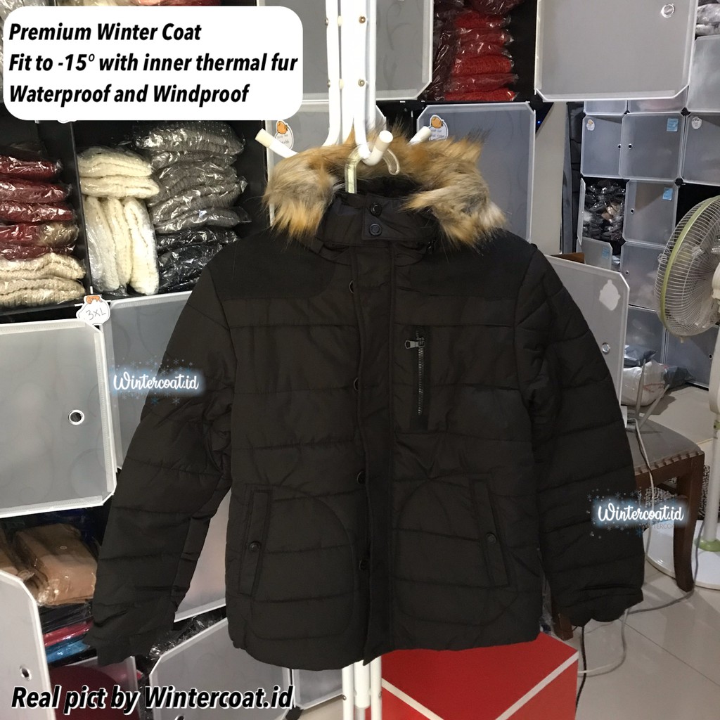 READY INDONESIA LOGAN Men Winter Coat Pria Jacket mantel cowok musim dingin jaket jumbo hitam