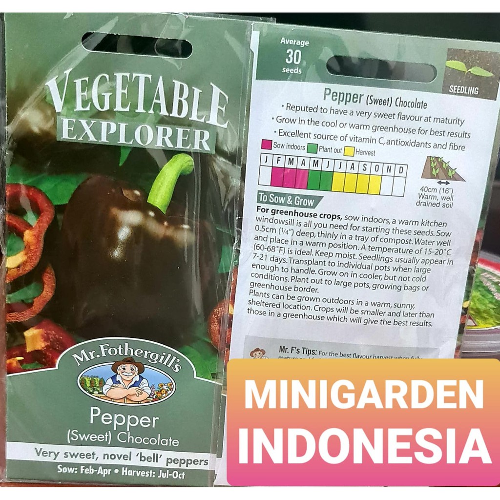 Benih PAPRIKA COKLAT PEPPER SWEET CHOCOLATE PACK 30BIJI bibit sayur cabai cabe import f1 Mr. Fothergills