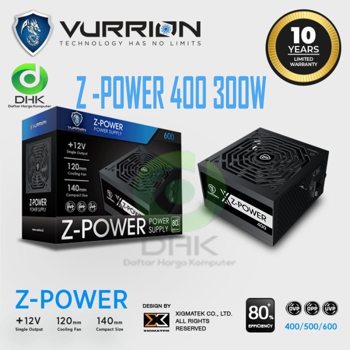 POWER SUPPLY PSU VURRION Z-POWER 600 80+ GARANSI 10 Thn