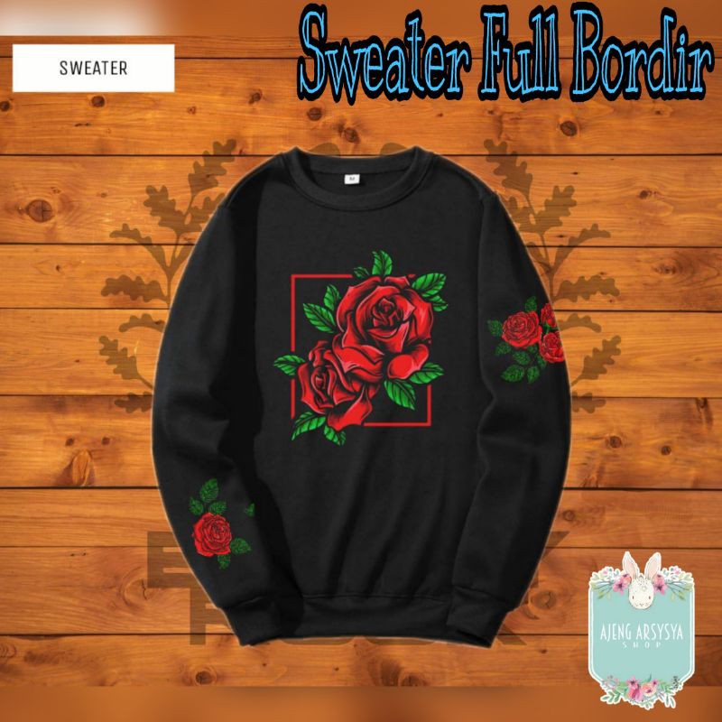 Jaket Sweater Bordir Motif Bunga