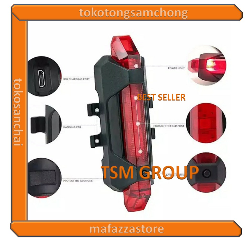 LAMPU BELAKANG SEPEDA GUNUNG LIPAT MTB 4 MODE ANTI AIR CAS LED MURAH RECHARGEABLE BIKE BYCYCLE