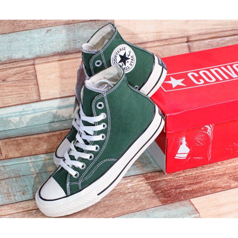 SEPATU CONVERSE Chuck Taylor 70s High/tinggi Hijau Army Glossy/mengkilap PREMIUM