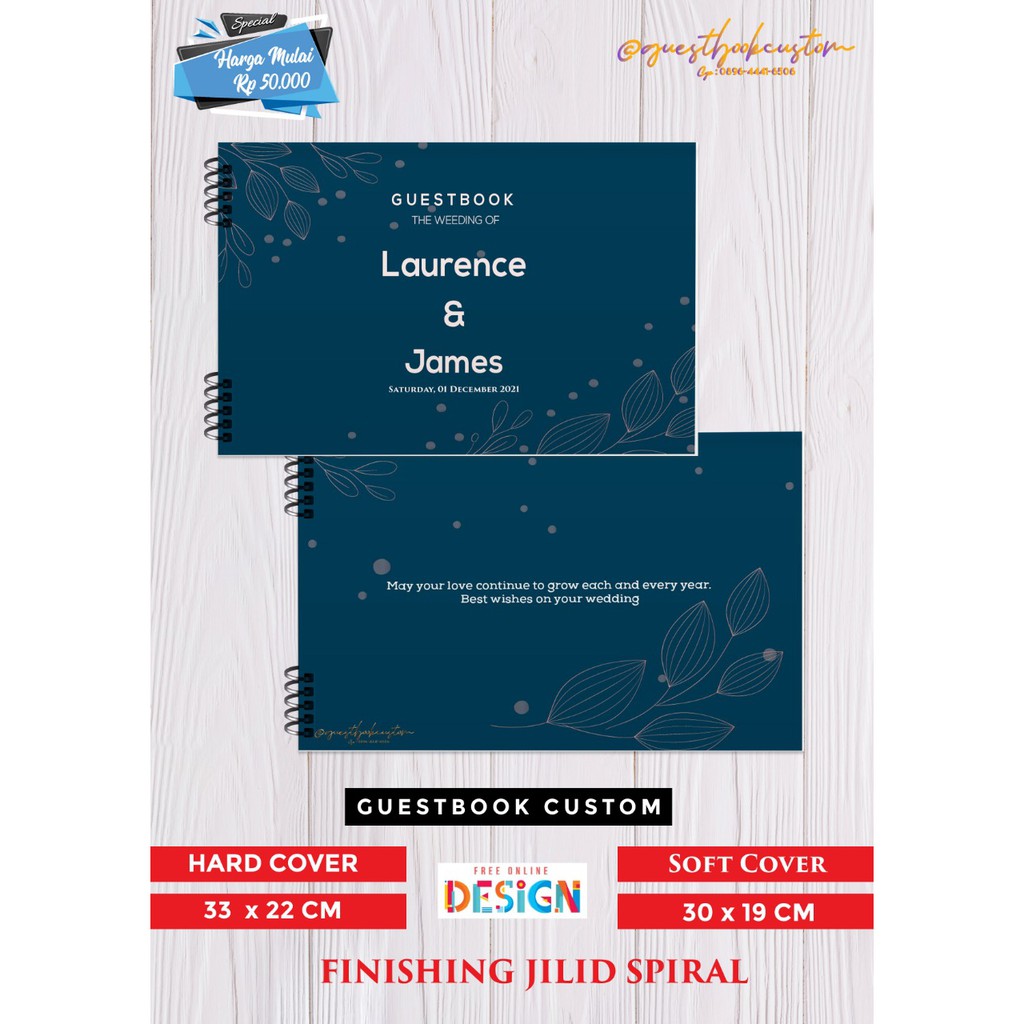 

GUESTBOOK CUSTOM HARD COVER / BUKU TAMU PERNIKAHAN / WEDDING & EVENT / SOUVENIR DEPOK / FREE DESAIN