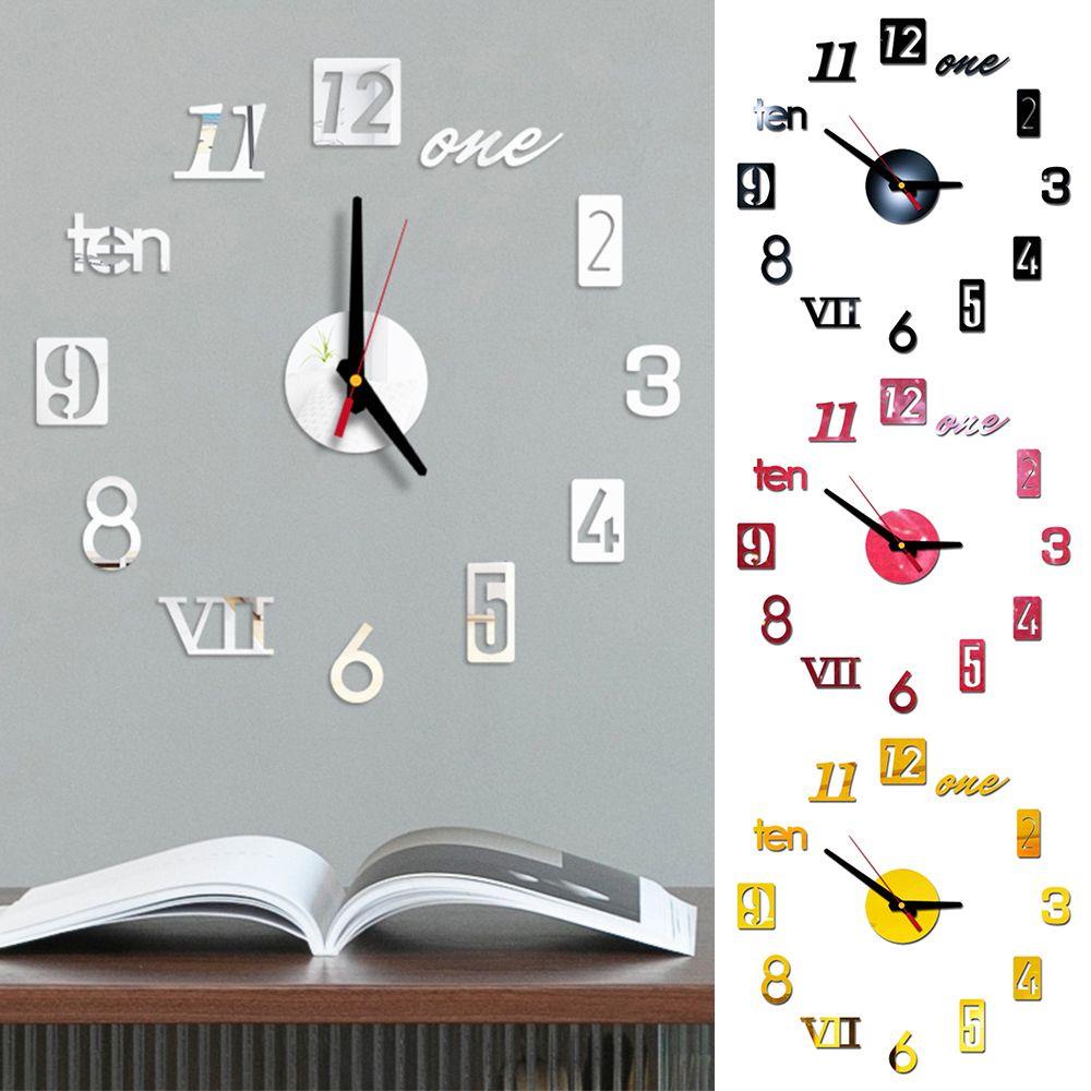 Preva Jam Dinding DIY Fashion Ornamen Aksesoris Akrilik Dekorasi Rumah Quartz Silent