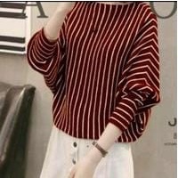 Lasperal Rajut Wanita Motif Salur Ukuran Jumbo BB 80 kg / Rajut Kalong Wanita / Rajut Korea Terlaris / Rajut Knit Murah / Atasan Rajut Wanita / Cardigan Rajut