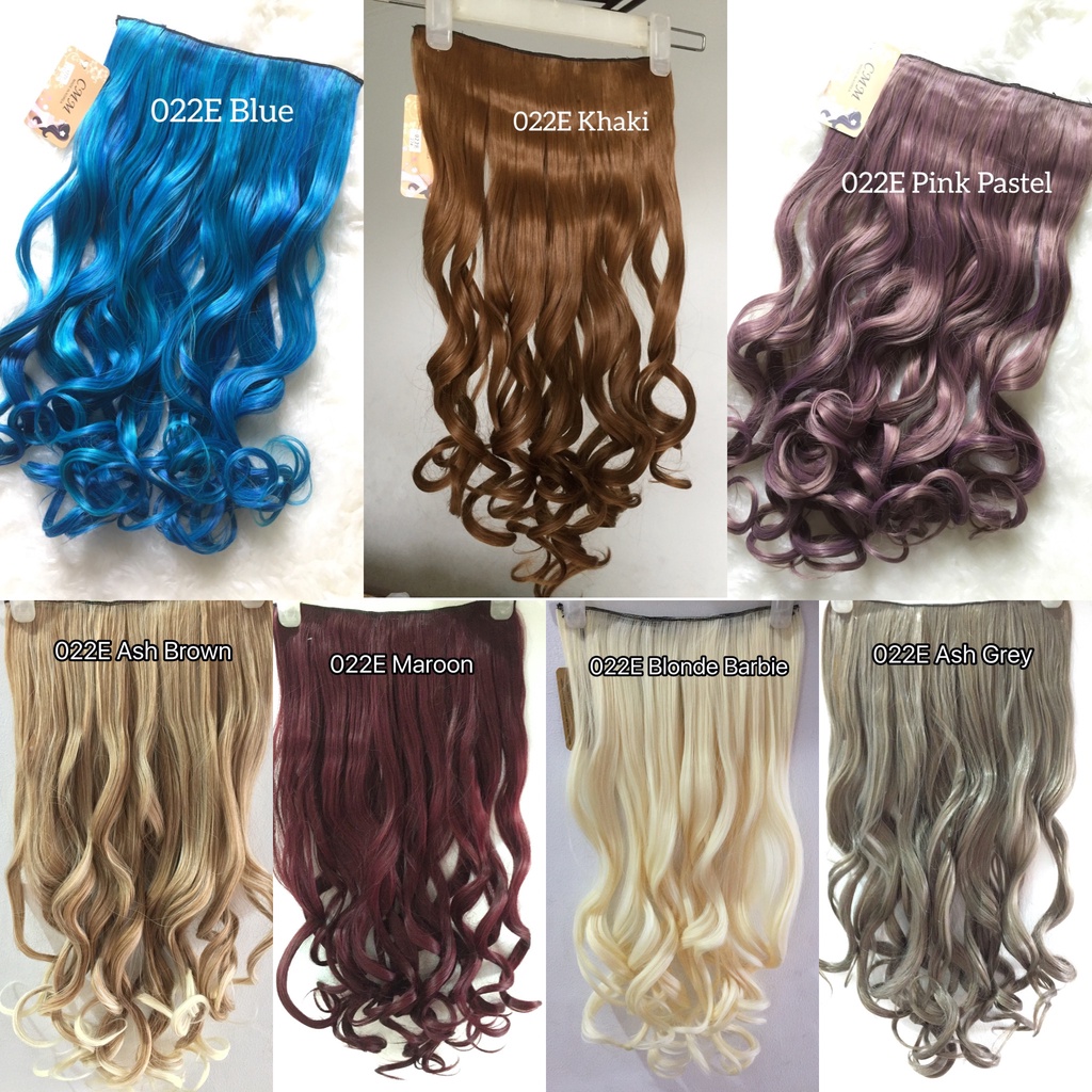 022E hairclip korean biglayer warna 60 cm / hairclip ombre / warna golden brown, ash brown, ash grey