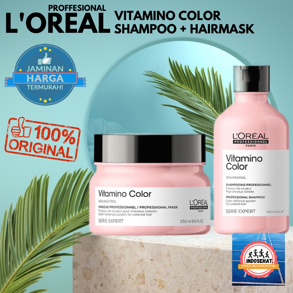 LOREAL Serie Expert Vitamino Color Shampoo & Hair Mask Set - Perawatan Pewarna Rambut Berwarna