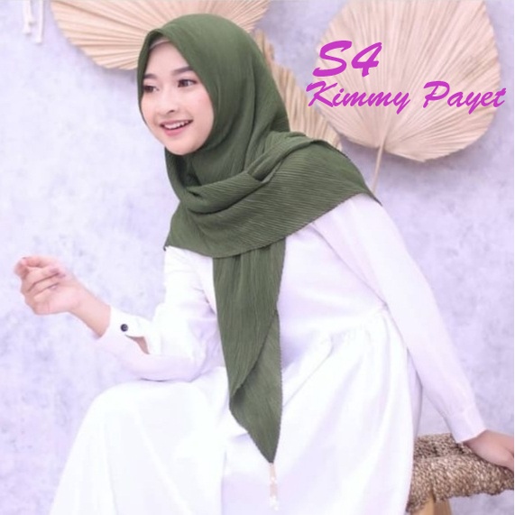 COD Hijab Segi Empat Plisket Kimmy Payet anting/Jilbab Segi Empat Plisket Ceruty Model Terbaru