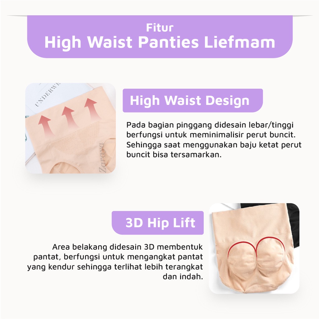 High Waist Panties Liefmam (Zaraya) - CD High Waist Anti Pantat Kendur