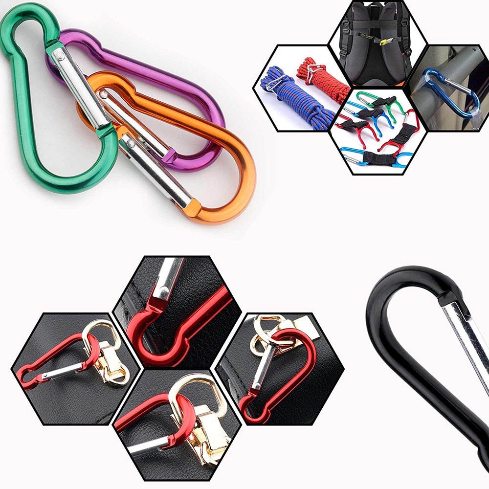 1pc Carabiner Bentuk D Bahan Aluminum Lapis Nikel Untuk Climbing / Camping / Hiking / Outdoor