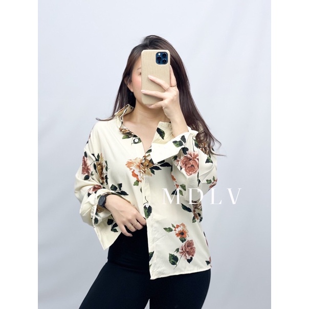 MDLV ~ 4131 KEMEJA ROSES WOMEN ROSE SHIRT WOMEN LONG HAND SHIRT PREMIUM KEMEJA TWISCONE KEMEJA LENGAN PANJANG FASHION IMPORT WANITA