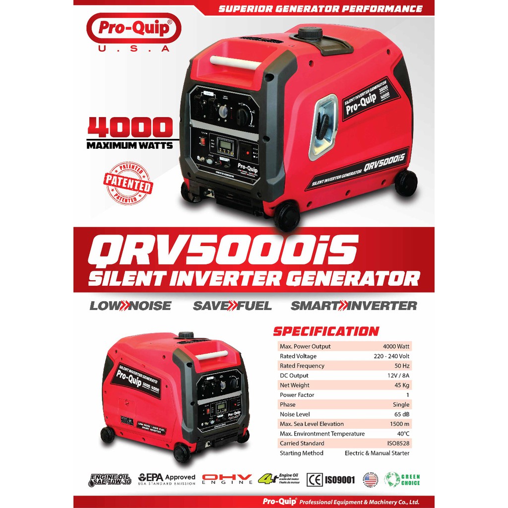 Genset Silent Inverter Generator PRO-QUIP QRV5000IS Genset Silent 4000watt PROQUIP QRV5000IS