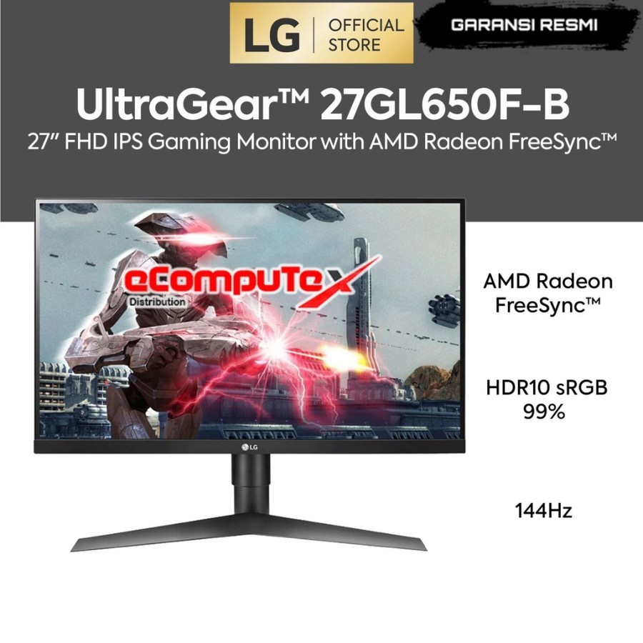 MONITOR GAMING ULTRAGEAR LG 27GL650F-B / 27GL650F 27 INCH 144HZ FREESYNC - GARANSI RESMI