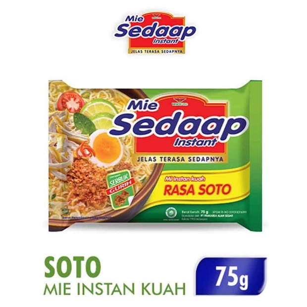 Sedaap Mie Instant Soto 75G - Mie Kuah Rasa Soto