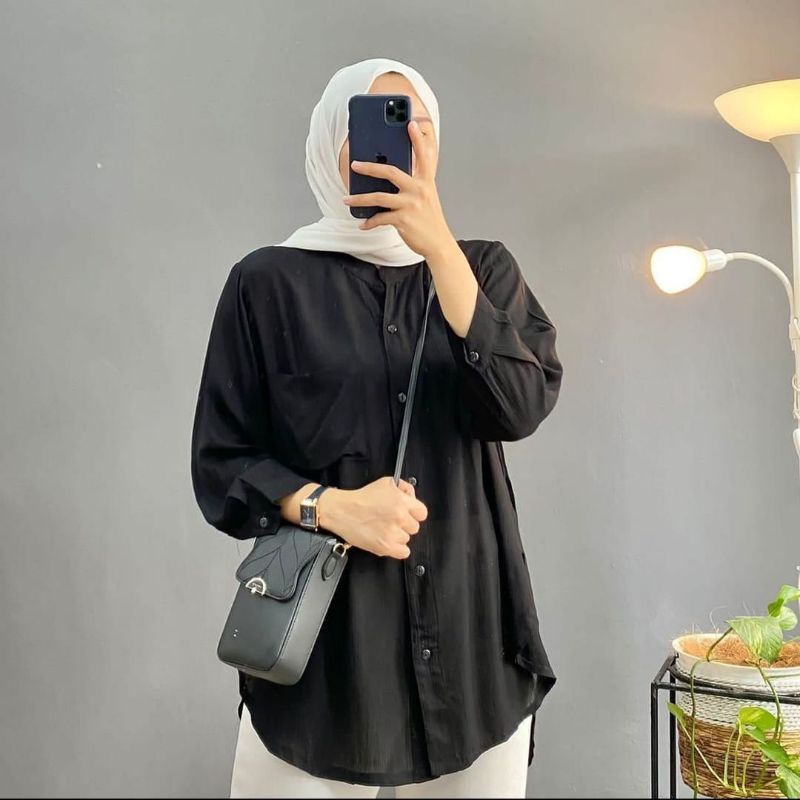 BLOUSE WANITA KEKINIAN OVERSIZE//KEMEJA WANITA BUSUI KANCING CRINKLE