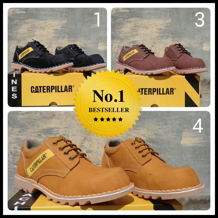 BIG SALE SEPATU CATERPILLAR SAFETY PENDEK BAHAN KULIT ASLI READY 3 WARNA