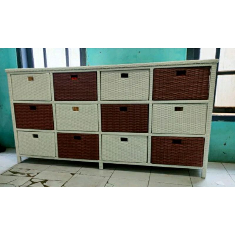Lemari rotan sintetis laci 12 #lemari serbaguna