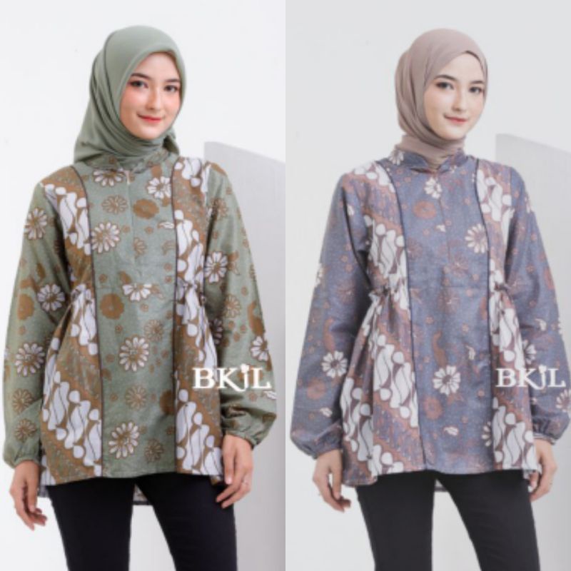 tey-17 Batik wanita ASJ SA HRB026 Kenongo Kemeja Tosca Pendek