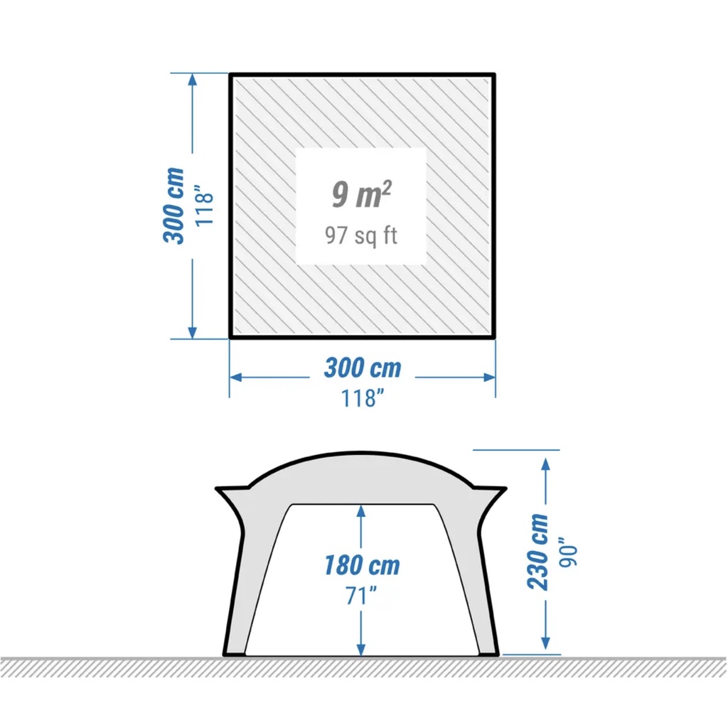 QUECHUA Air Seconds Base L Tenda Camping Shelter Inflatable 8 Orang