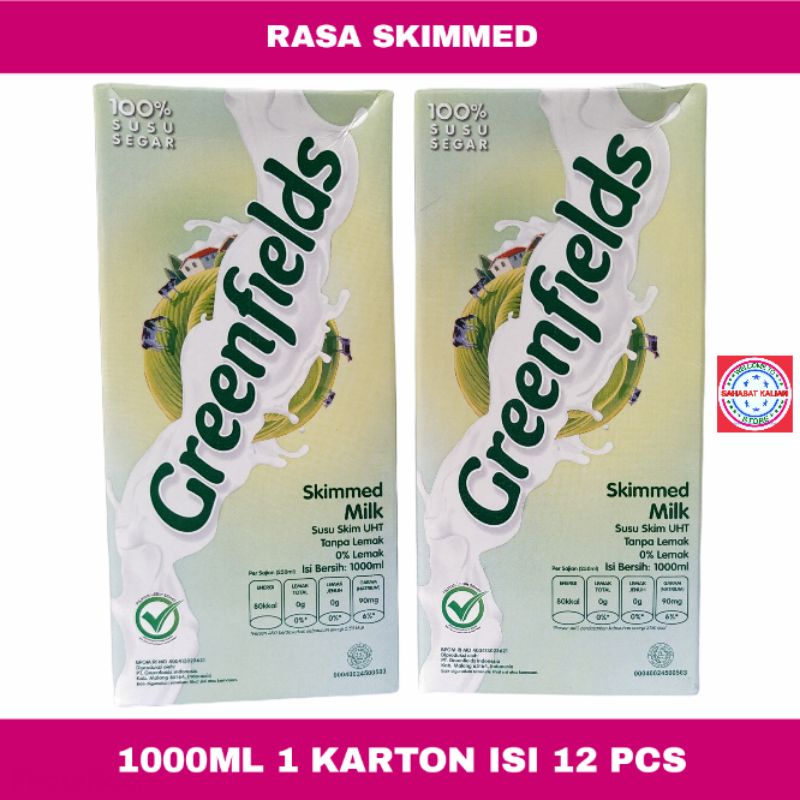 GREENFIELDS SKIMMED 1000ML 1 KARTON ISI 12PCS