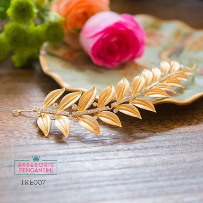 [BISA COD] TIARA PENGANTIN CROWN WEDDING HEADPIECE HAIRBAND GOLD TRE007