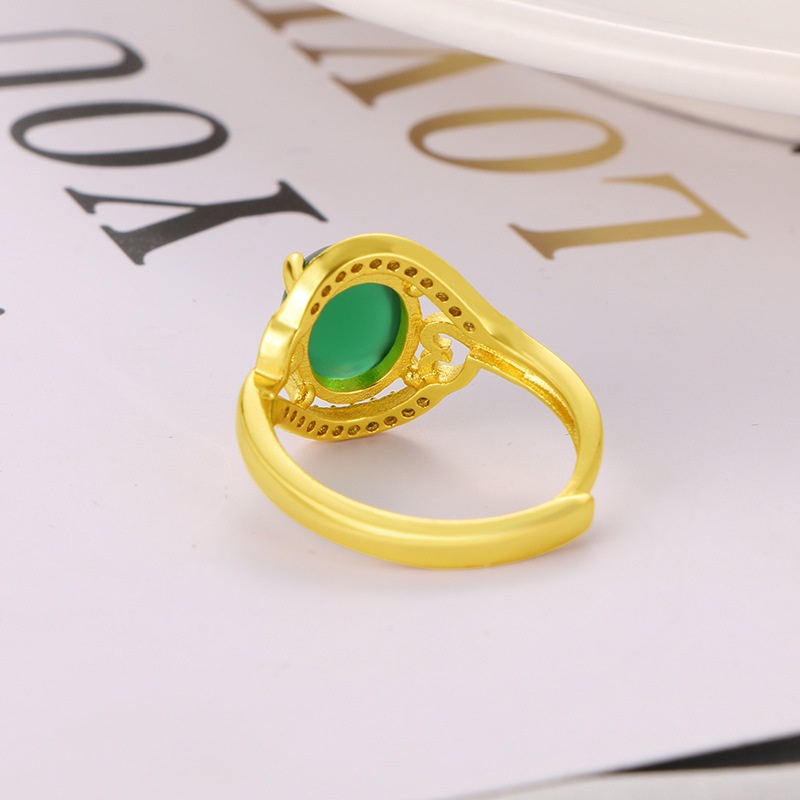 Cincin Lapis Emas Asli Kadar 375 Hias Berlian Imitasi Adjustable Untuk Pasangan