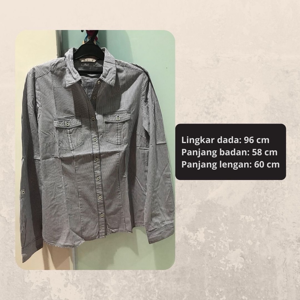 Atasan kemeja wanita Mark & Spencer stripes lengan panjang preloved