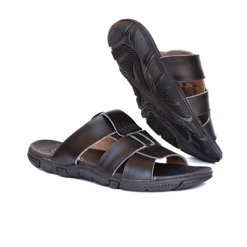 SANDAL KULIT PRIA 05 CEVANY BLACK BROWN TAN KULIT SAPI ASLI ORIGINAL