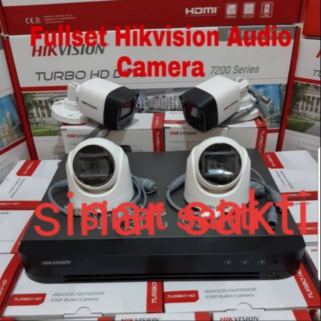 PAKET CAMERA CCTV HIKVISION 4CH 4 CAMERA 2MP FULL HD INCLUDE AUDIO/MIC  KOMPLIT TGGL PSG