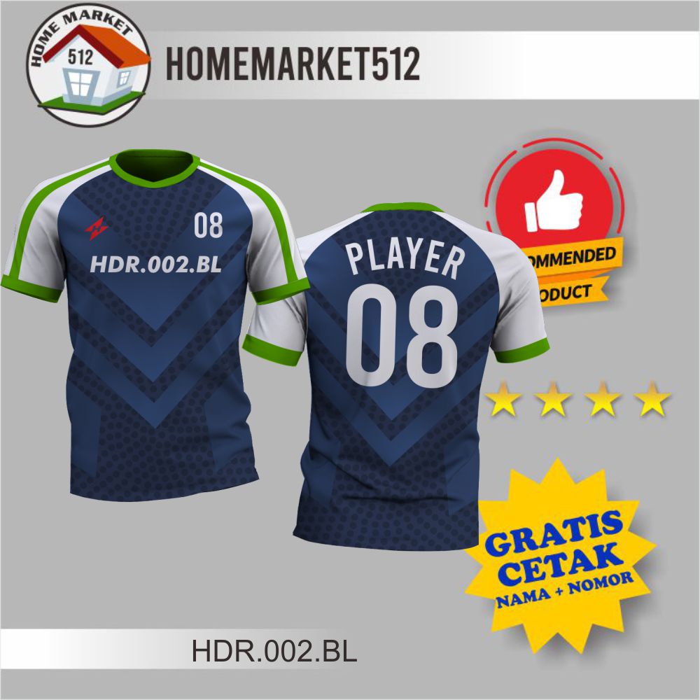 Baju Jersey Bola HDR.002.BL Kaos Jersey Dewasa Printing Premium | HOMEMARKET512-0