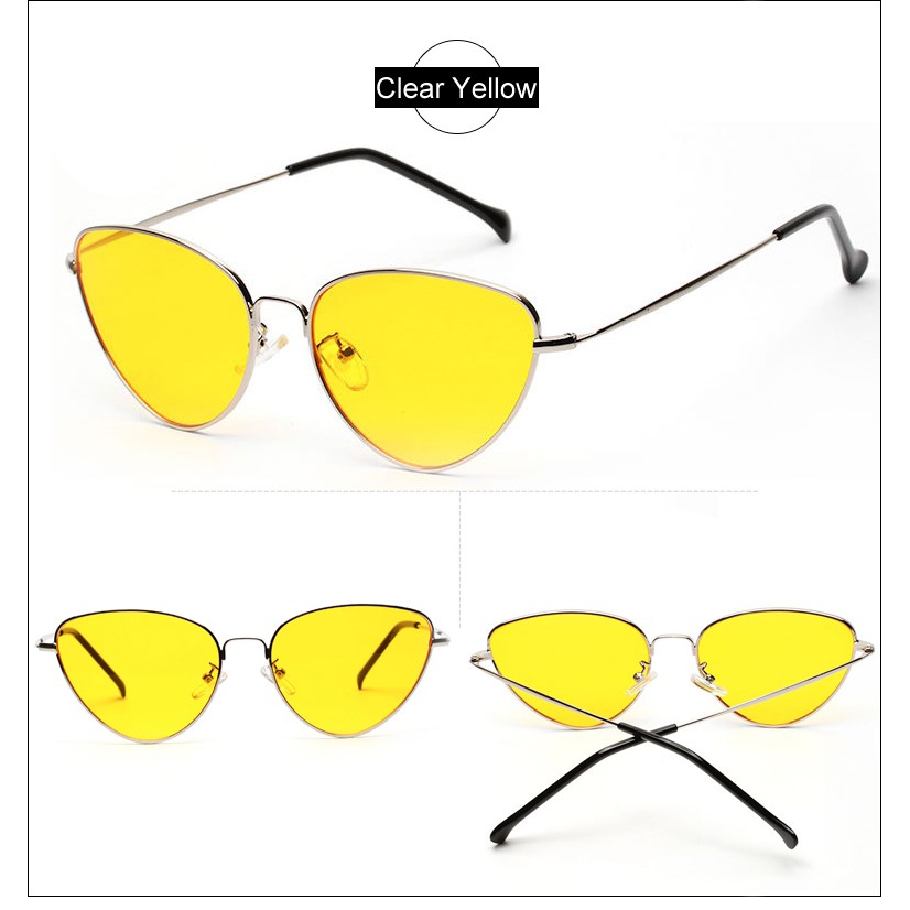 Anti UV Sunglasses Eye Cat [ Kuning ] Kacamata Wanita - MLB FREE KOTAK KACAMATA