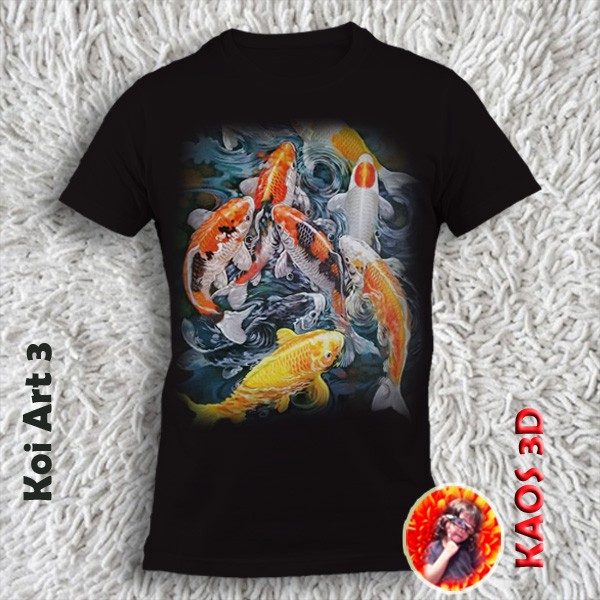Kaos Gambar Lukisan Ikan Koi ukuran anak sampai dewasa / kaos Ikan Koi lukisan koi art 3 gambar 3d