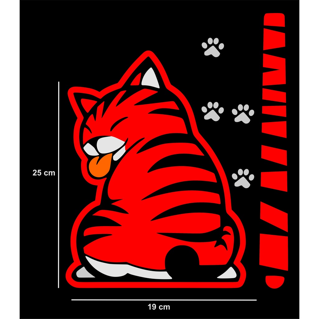 stiker kucing kaca belakang mobil/wiper