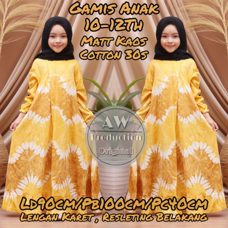 Daster Anak Perempuan Lengan Panjang  7 - 12 Tahun Matt Kaos Adem Tiedye Pelangi Kekinian Resleting Belakang Klok Rempel Termurah