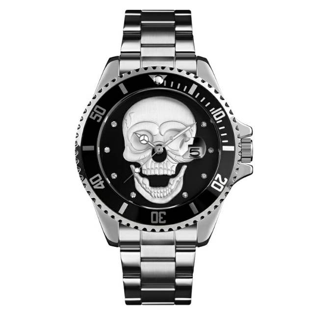 JAM TANGAN PRIA SKMEI ORIGINAL  9195 SILVER CHAIN STAINLESS WATERRESIST