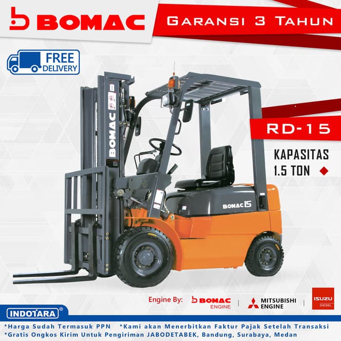 Bomac Forklift Diesel 1.5T RD15A-IC240