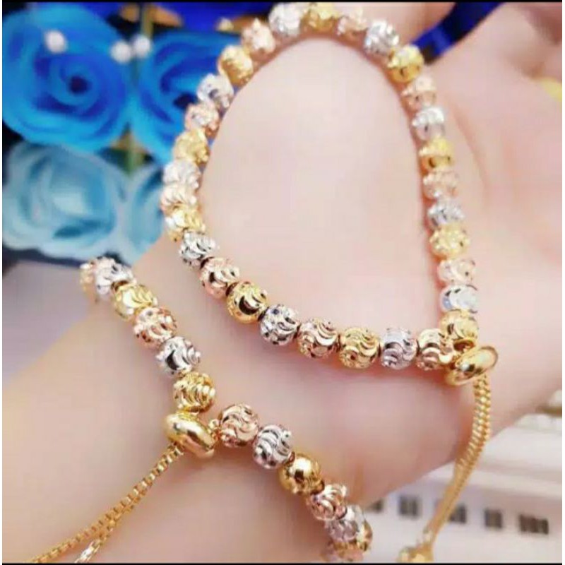 Gelang xhuping lapis emas model serut bola bola bestseller