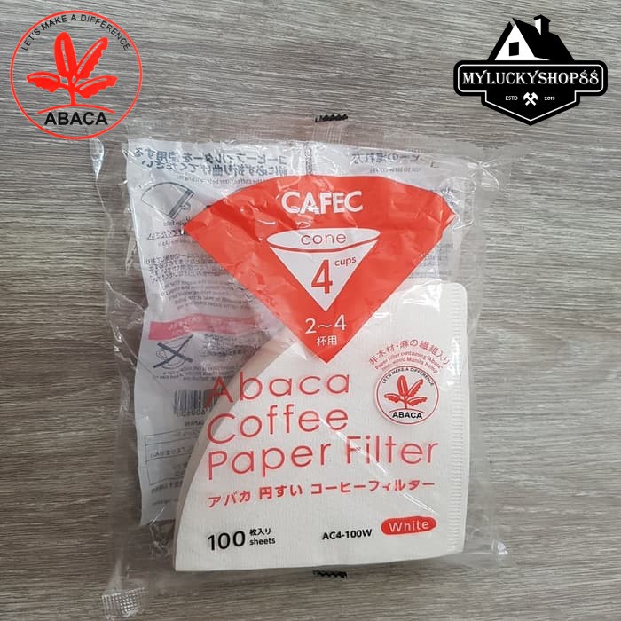Cafec Abaca AC4-100W Filter Paper V60 02 White Isi 100pcs - 100 pcs