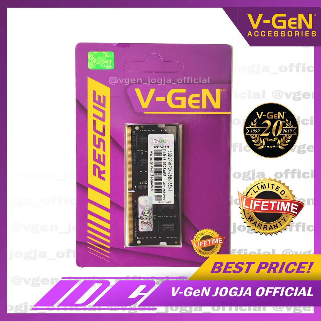 V-GeN RESCUE SODIMM DDR4 PC 2666 4GB - 16 GB GARANSI RESMI