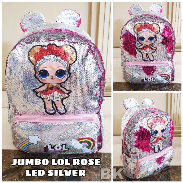 TAS RANSEL SEKOLAH LED LAMPU MOTIF LOL SEQUIN GLITTER IMPORT / JUMBO BAG / TAS SEKOLAH SD BESAR