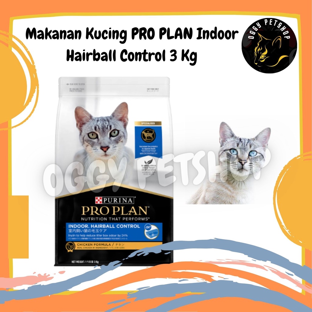 Makanan Kucing PRO PLAN Indoor Hairball Control 3 Kg | PROPLAN CAT 3K