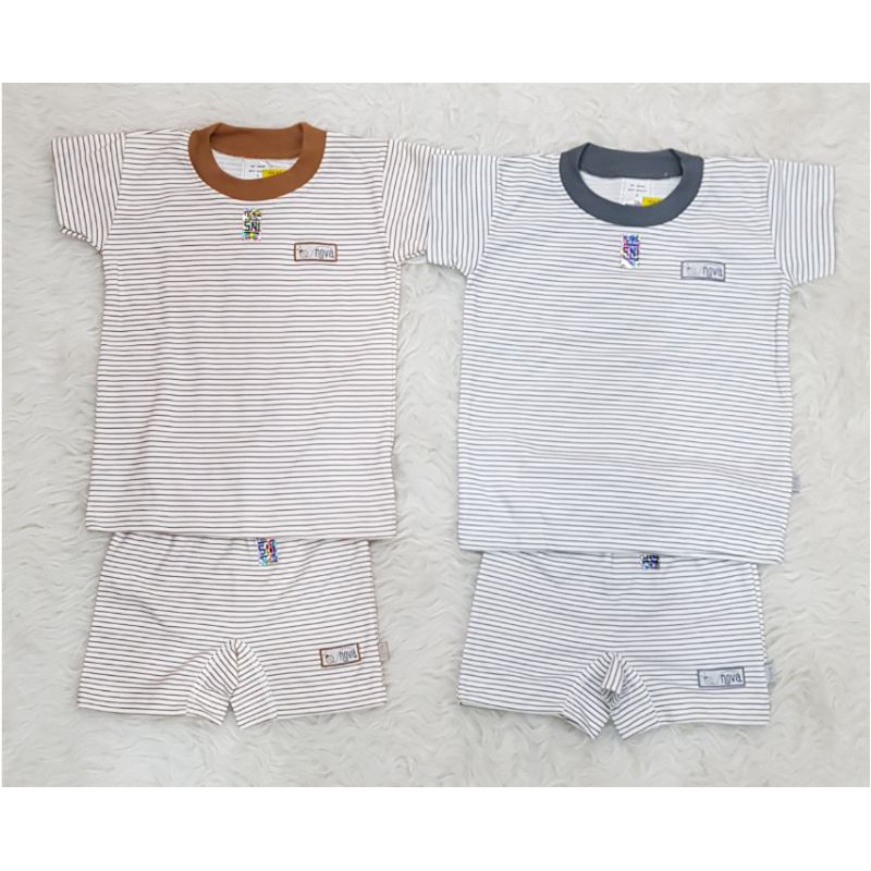 Daily set short stripes SETELAN OBLONG PENDEK CELANA PENDEK NOVA GARIS 1-3 TAHUN