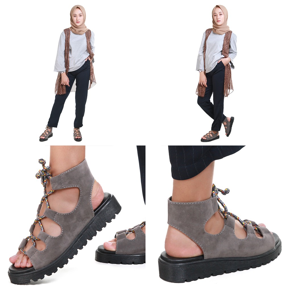 Gladian Grey | 36-40 | Sandal Platform Tali Simpel Casual Kasual Wanita Sendal Footwear Original | FORIND x Tragen Fav