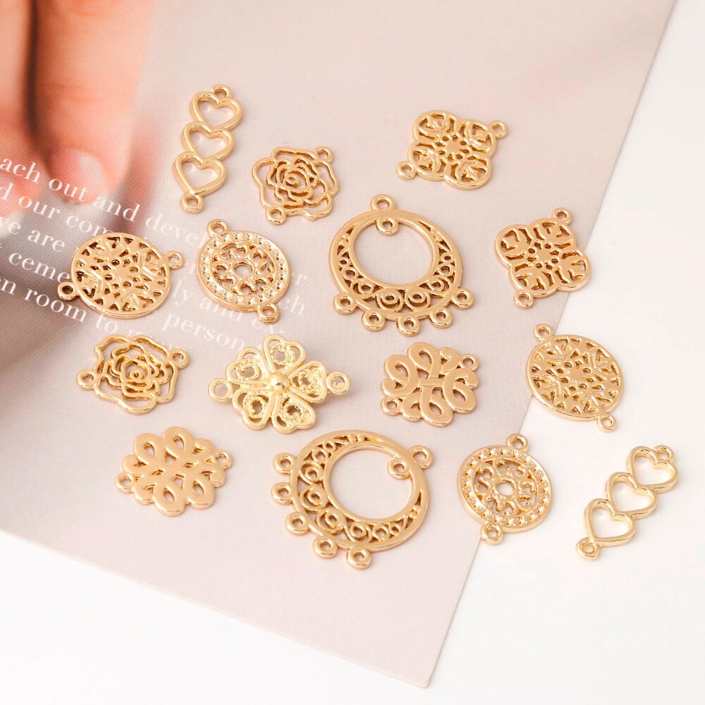 10pcs Konektor Charms Antik Warna Emas Untuk Membuat Perhiasan Anting Gelang Handmade Diy